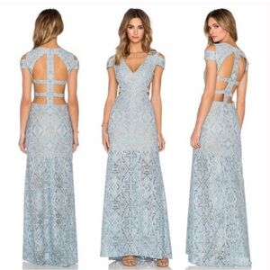 BCBGMAXAZRIA Ava Blue Cutout Gown Dress Size 0